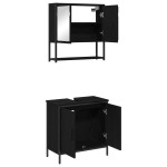 vidaXL Set de mobilier pentru baie cu ușă 2 pcs Negru 60 x 30 x 60 cm vidaXL Set de mobilier pentru baie cu ușă 2 pcs Negru 60 x 30 x 60 cm