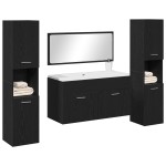 vidaXL Set Mobilier Baie cu ușă 4 pcs Stejar Negru 41 x 38.5 x 46 cm vidaXL Set Mobilier Baie cu ușă 4 pcs Stejar Negru 41 x 38.5 x 46 cm
