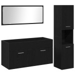 vidaXL Set de mobilier pentru baie Pe perete cu ușă 3 pcs Stejar Negru vidaXL Set de mobilier pentru baie Pe perete cu ușă 3 pcs Stejar Negru