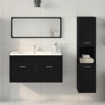 vidaXL Set de mobilier pentru baie Pe perete cu ușă 3 pcs Stejar Negru vidaXL Set de mobilier pentru baie Pe perete cu ușă 3 pcs Stejar Negru