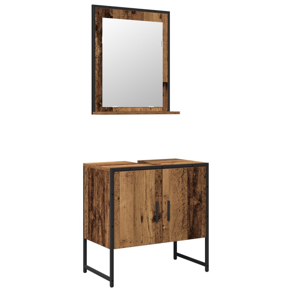 vidaXL Set de mobilier pentru baie cu ușă 2 pcs Maro 60 x 33 x 60 cm