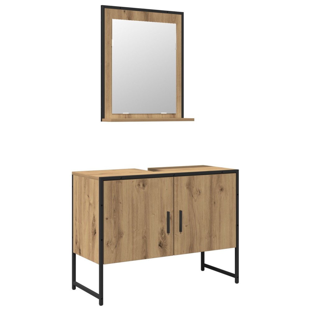 vidaXL Set de mobilier pentru baie cu ușă 2 pcs Maro 80 x 33 x 60 cm