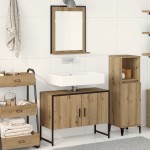 vidaXL Set de mobilier pentru baie cu ușă 2 pcs Maro 80 x 33 x 60 cm vidaXL Set de mobilier pentru baie cu ușă 2 pcs Maro 80 x 33 x 60 cm