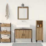 vidaXL Set de mobilier pentru baie cu ușă 2 pcs Maro 80 x 33 x 60 cm vidaXL Set de mobilier pentru baie cu ușă 2 pcs Maro 80 x 33 x 60 cm