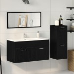 vidaXL Set de mobilier pentru baie Pe perete cu ușă 3 pcs Stejar Negru vidaXL Set de mobilier pentru baie Pe perete cu ușă 3 pcs Stejar Negru