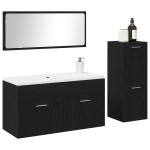 vidaXL Set de mobilier pentru baie Pe perete cu ușă 3 pcs Stejar Negru vidaXL Set de mobilier pentru baie Pe perete cu ușă 3 pcs Stejar Negru