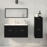 vidaXL Set de mobilier pentru baie Pe perete cu ușă 3 pcs Stejar Negru vidaXL Set de mobilier pentru baie Pe perete cu ușă 3 pcs Stejar Negru