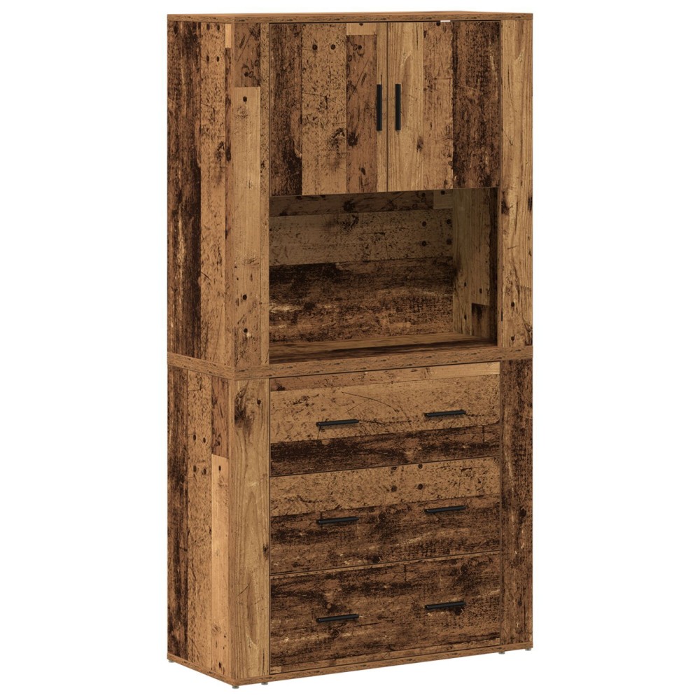 vidaXL Înălțat cu sertar Lemn vechi 80 x 33 x 150 cm Lemn compozit