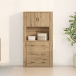 vidaXL Înălțat stejar artizanal 80 x 33 x 150 cm Lemn compozit vidaXL Înălțat stejar artizanal 80 x 33 x 150 cm Lemn compozit