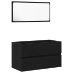 vidaXL Set de mobilier pentru baie 3 pcs Stejar Negru Lemn compozit