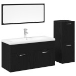 vidaXL Set de mobilier pentru baie 4 pcs Stejar Negru Lemn compozit