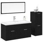 vidaXL Set de mobilier pentru baie 4 pcs Stejar Negru Lemn compozit
