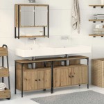 vidaXL Set de mobilier pentru baie cu ușă 3 pcs Maro 80 x 30 x 60 cm vidaXL Set de mobilier pentru baie cu ușă 3 pcs Maro 80 x 30 x 60 cm