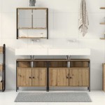 vidaXL Set de mobilier pentru baie cu ușă 3 pcs Maro 80 x 30 x 60 cm vidaXL Set de mobilier pentru baie cu ușă 3 pcs Maro 80 x 30 x 60 cm