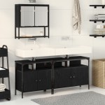 vidaXL Set de mobilier pentru baie cu ușă 3 pcs Negru 80 x 30 x 60 cm vidaXL Set de mobilier pentru baie cu ușă 3 pcs Negru 80 x 30 x 60 cm