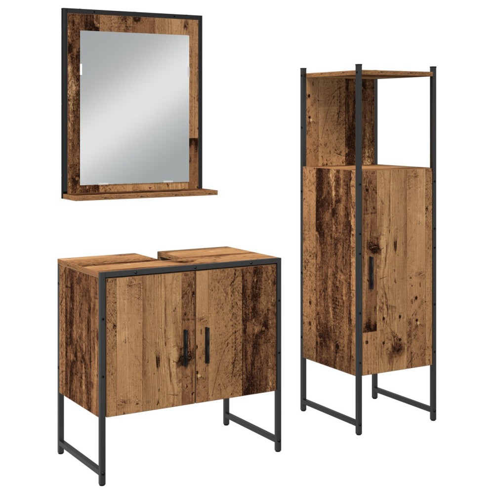 vidaXL Set de mobilier pentru baie 3 pcs Maro 33 x 33 x 102.5 cm