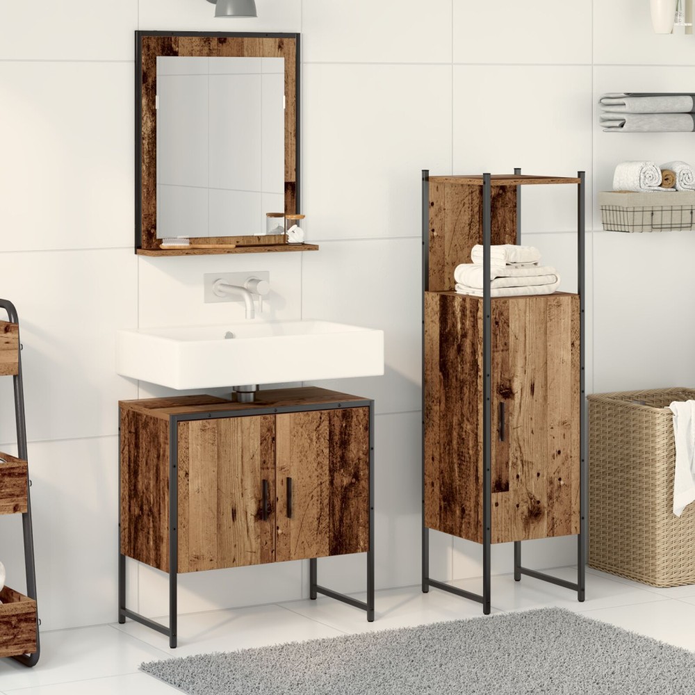 vidaXL Set de mobilier pentru baie 3 pcs Maro 33 x 33 x 102.5 cm