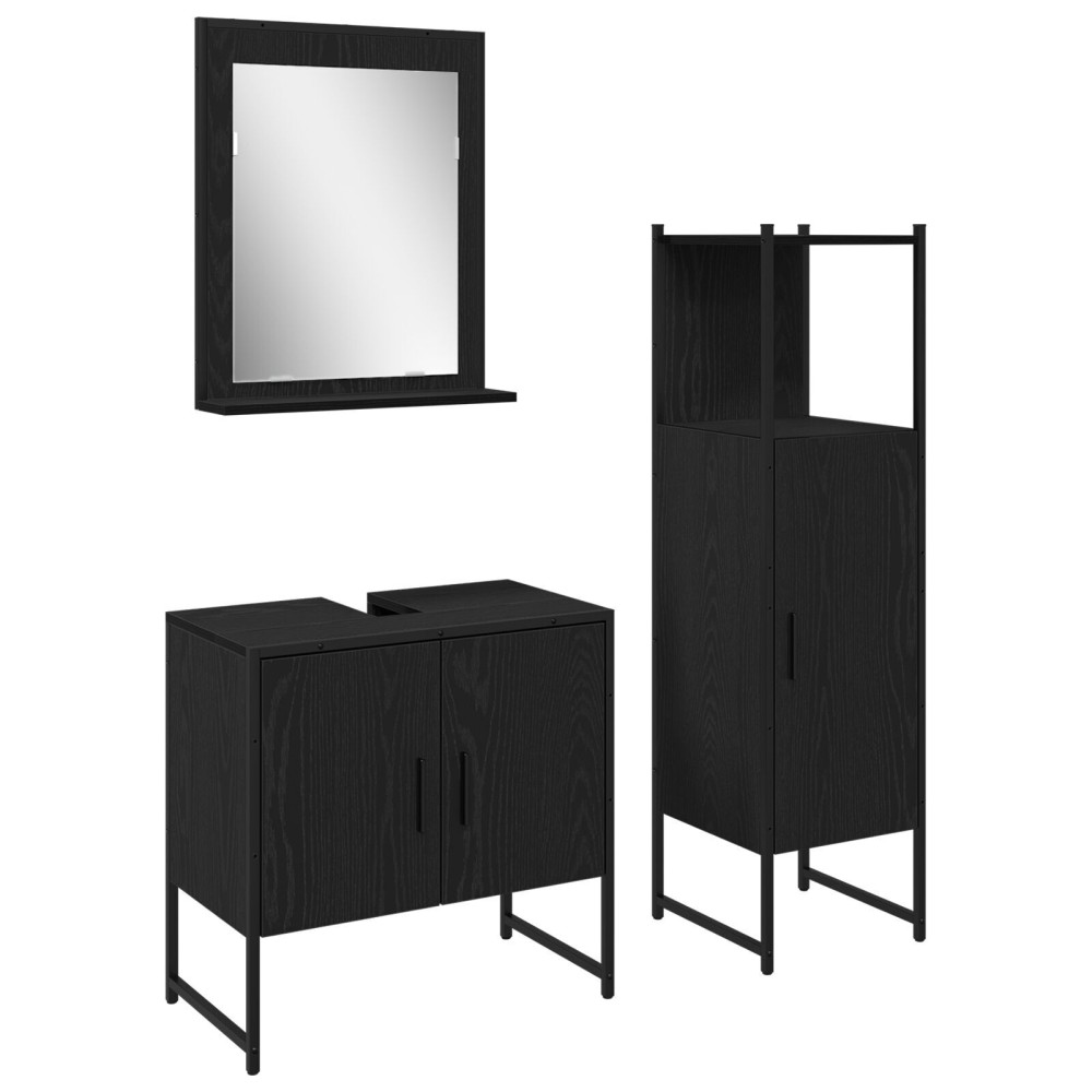 vidaXL Set de mobilier pentru baie 3 pcs Negru 33 x 33 x 102.5 cm