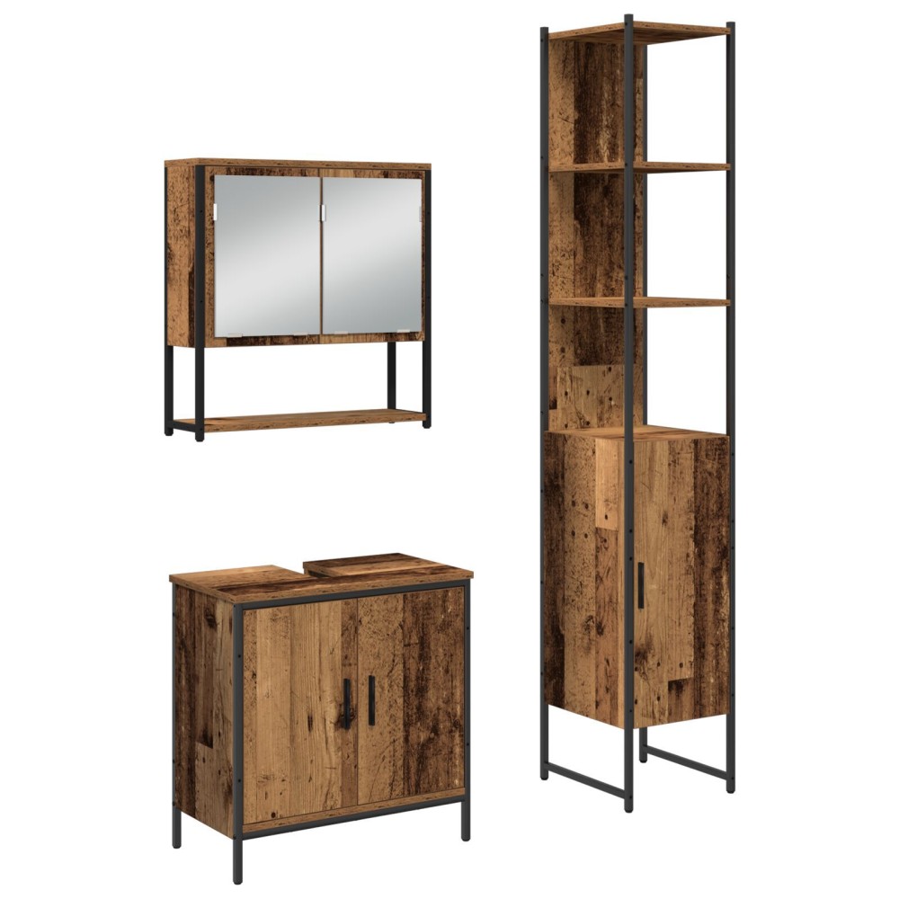 vidaXL Set de mobilier pentru baie 3 pcs Maro 33 x 33 x 185.5 cm