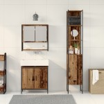 vidaXL Set de mobilier pentru baie 3 pcs Maro 33 x 33 x 185.5 cm vidaXL Set de mobilier pentru baie 3 pcs Maro 33 x 33 x 185.5 cm