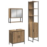 vidaXL Set de mobilier pentru baie 3 pcs Maro 33 x 33 x 185.5 cm vidaXL Set de mobilier pentru baie 3 pcs Maro 33 x 33 x 185.5 cm