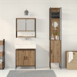 vidaXL Set de mobilier pentru baie 3 pcs Maro 33 x 33 x 185.5 cm vidaXL Set de mobilier pentru baie 3 pcs Maro 33 x 33 x 185.5 cm