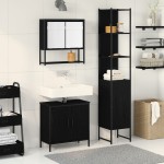 vidaXL Set de mobilier pentru baie 3 pcs Negru 33 x 33 x 185.5 cm vidaXL Set de mobilier pentru baie 3 pcs Negru 33 x 33 x 185.5 cm