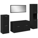 vidaXL Set Mobilier pentru Baie 4 Piese Stejar Negru