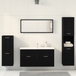 vidaXL Set Mobilier pentru Baie 4 Piese Stejar Negru