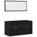 vidaXL Set Mobilier pentru Baie 4 Piese Stejar Negru