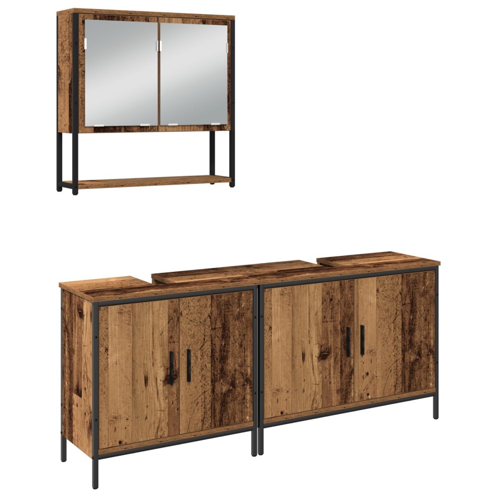 vidaXL Set de mobilier pentru baie cu ușă 3 pcs Maro 80 x 30 x 44 cm