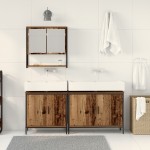 vidaXL Set de mobilier pentru baie cu ușă 3 pcs Maro 80 x 30 x 44 cm vidaXL Set de mobilier pentru baie cu ușă 3 pcs Maro 80 x 30 x 44 cm