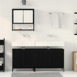 vidaXL Set de mobilier pentru baie cu ușă 3 pcs Negru 80 x 30 x 44 cm vidaXL Set de mobilier pentru baie cu ușă 3 pcs Negru 80 x 30 x 44 cm