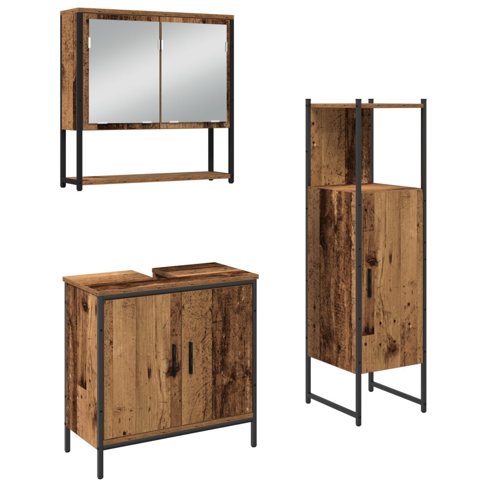 vidaXL Set de mobilier pentru baie 3 pcs Maro 33 x 33 x 102.5 cm