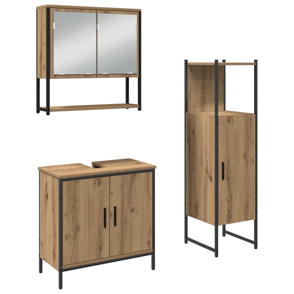 vidaXL Set de mobilier pentru baie 3 pcs Maro 33 x 33 x 102.5 cm