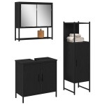 vidaXL Set de mobilier pentru baie 3 pcs Negru 33 x 33 x 102.5 cm
