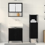 vidaXL Set de mobilier pentru baie 3 pcs Negru 33 x 33 x 102.5 cm