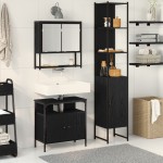 vidaXL Set de mobilier pentru baie 3 pcs Stejar Negru Lemn compozit
