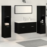 vidaXL Set de mobilier pentru baie 4 pcs Stejar Negru Lemn compozit