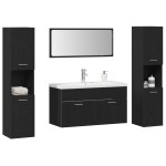 vidaXL Set de mobilier pentru baie 4 pcs Stejar Negru Lemn compozit