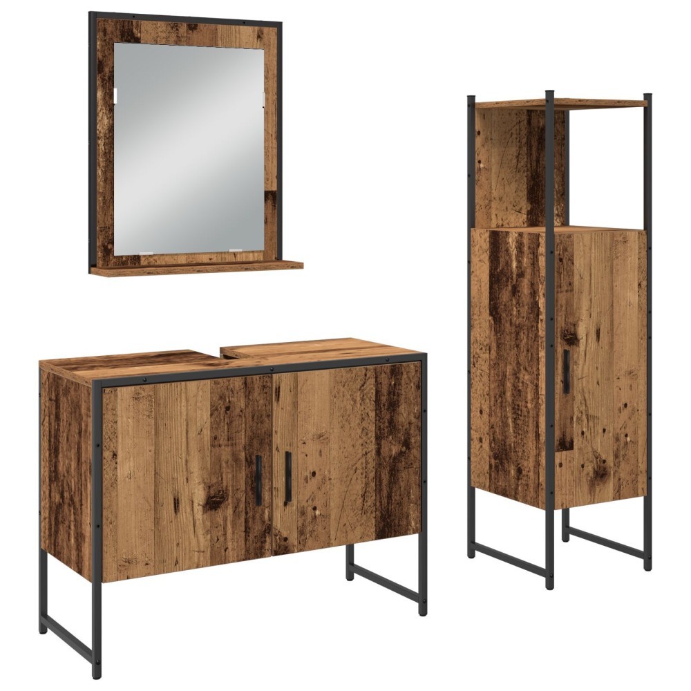 vidaXL Set de mobilier pentru baie 3 pcs Maro 33 x 33 x 102.5 cm