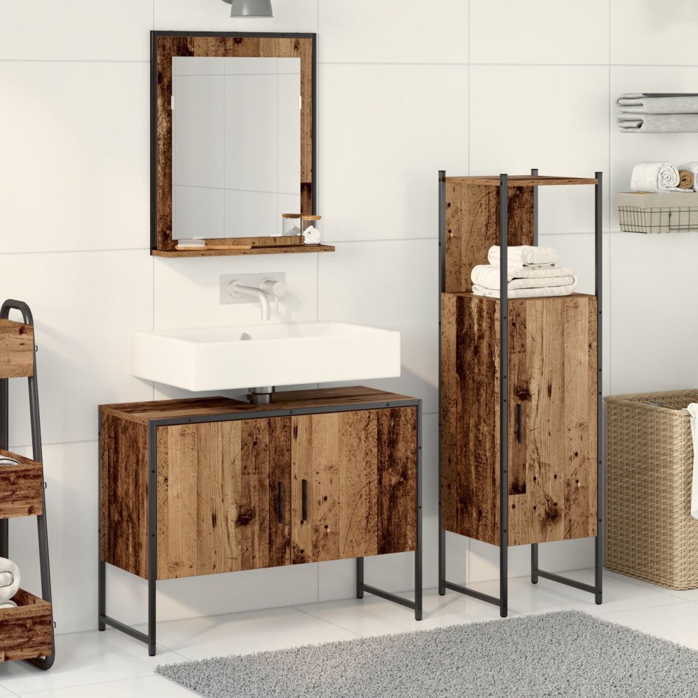 vidaXL Set de mobilier pentru baie 3 pcs Maro 33 x 33 x 102.5 cm