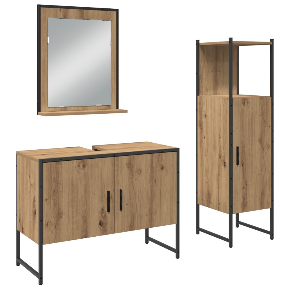 vidaXL Set de mobilier pentru baie 3 pcs Maro 33 x 33 x 102.5 cm