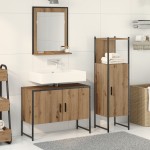 vidaXL Set de mobilier pentru baie 3 pcs Maro 33 x 33 x 102.5 cm