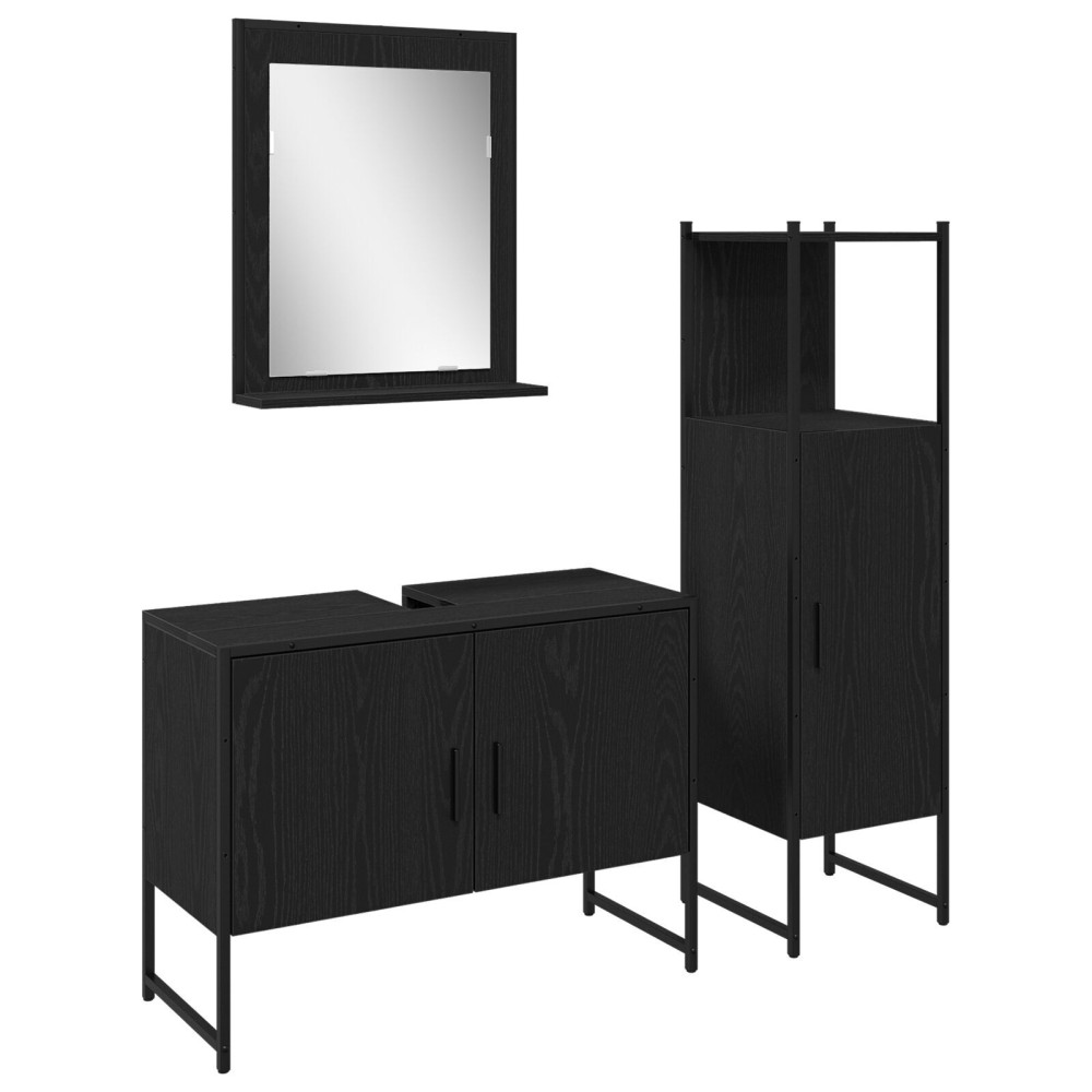 vidaXL Set de mobilier pentru baie 3 pcs Negru 33 x 33 x 102.5 cm
