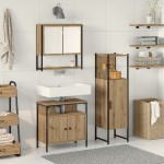vidaXL Set de mobilier pentru baie 3 pcs Maro 33 x 33 x 120.5 cm vidaXL Set de mobilier pentru baie 3 pcs Maro 33 x 33 x 120.5 cm