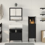vidaXL Set de mobilier pentru baie 3 pcs Negru 33 x 33 x 120.5 cm vidaXL Set de mobilier pentru baie 3 pcs Negru 33 x 33 x 120.5 cm
