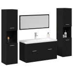 vidaXL Set de mobilier pentru baie 4 pcs Stejar Negru Lemn compozit