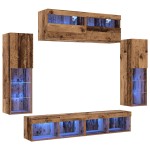 vidaXL Set Dulap pentru Televizor Montat pe Perete 6 pcs Lemn vechi vidaXL Set Dulap pentru Televizor Montat pe Perete 6 pcs Lemn vechi