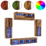 vidaXL Set Dulap pentru Televizor Montat pe Perete 6 pcs Lemn vechi vidaXL Set Dulap pentru Televizor Montat pe Perete 6 pcs Lemn vechi